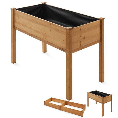 Outdoor Raised Garden Bed - Wooden Planter for Vegetables - Natural